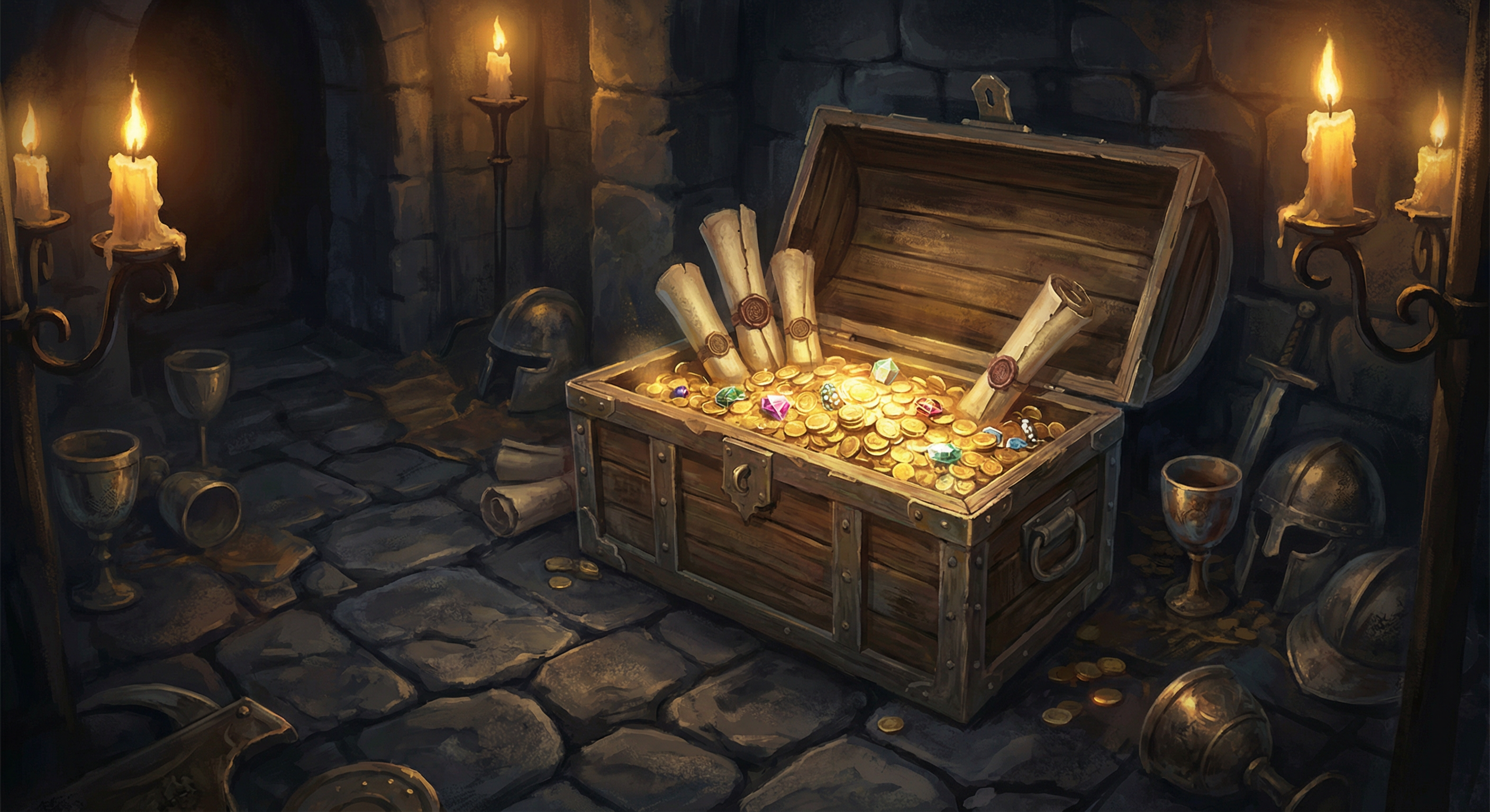 Treasure hoard of coins and riches